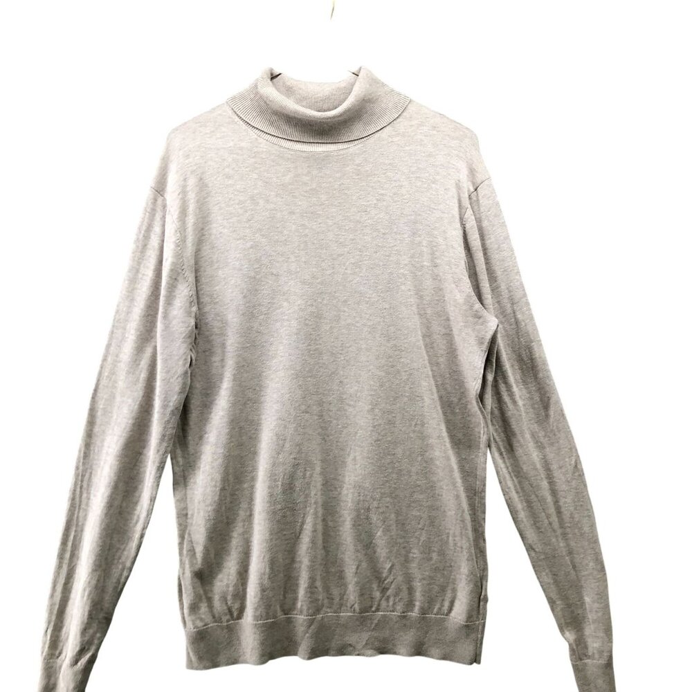 H&M Turtleneck Sweater Mens M Cotton Beige Lightweight Pullover Tight Knit